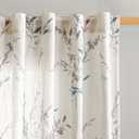 MYSKY HOME Sheer Floral Curtains 63 Inch Long for Bedroom Linen Look Drapes Light Filtering Privacy Added for Living Room Kitchen Farmhouse Style Texture Soft Touch Window Treatment, 50'' Wide, 2 Pcs