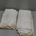 LAMIT  Beige Boho Linen Curtains 84 inch Long, Cream White Light Filtering Living Room Panels Back Tab and Rod Pocket Neutral Drapes for Bedroom/Farmhouse, 2 Panels, 52 x 84 Inch