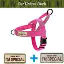 No Pull Dog Harness Pink for Small Medium Large Sized Dog, Reflective Escape Proof Adjustable Dog Harnesses with 2 Patch, XL-Chest size 30-39''