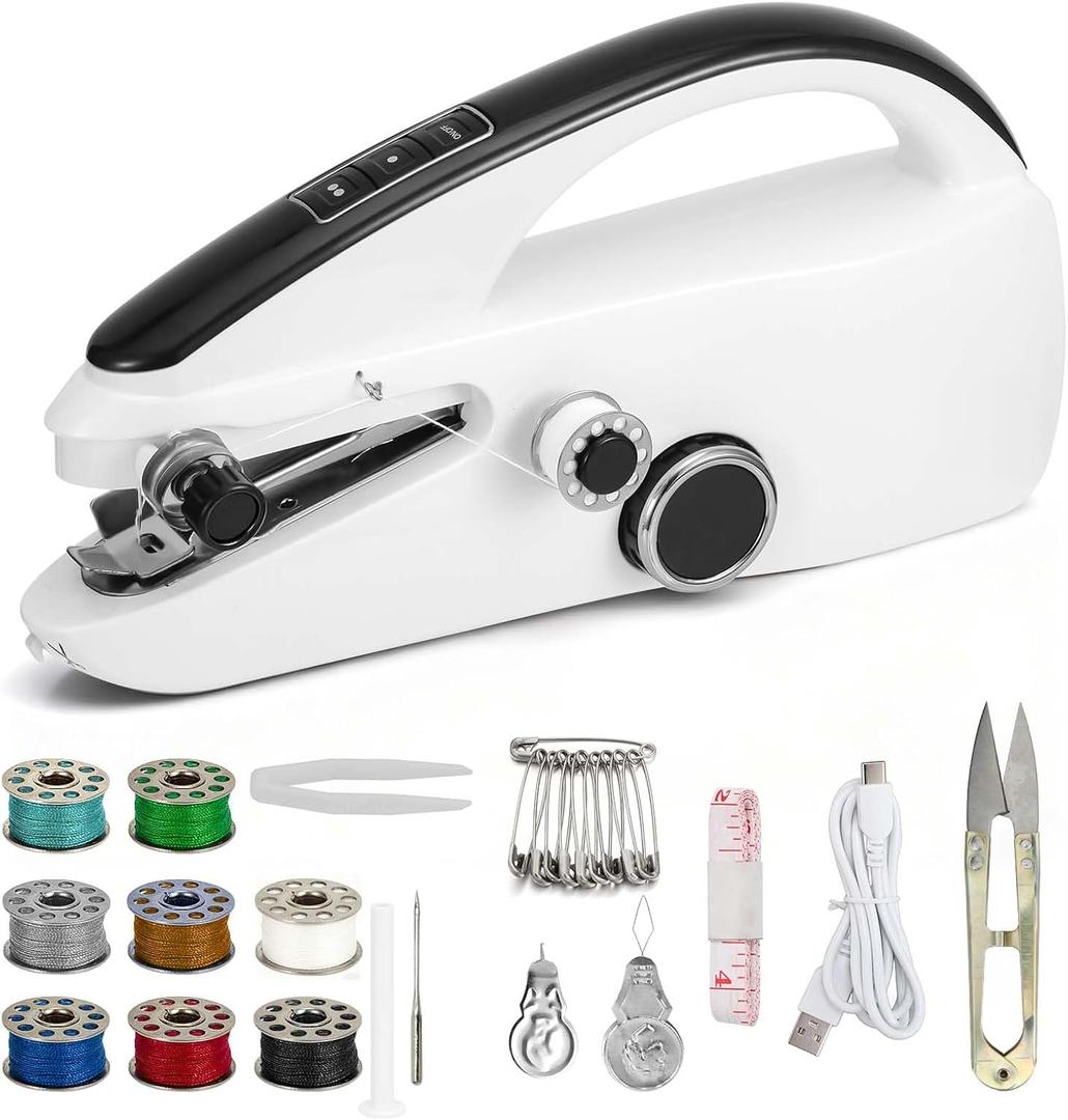 Mini Handheld Sewing Machine for Beginners, Easy to Use, Fast Stitching Perfect for Clothes, Fabrics, and Quick Home Repairs for Mom Birthday Valentine's Day and Christmas (Black)