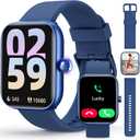 Smart Watch for Women and Men, Android 7.0 IOS 9.0 Fitness Watch Bluetooth Call & Receive Text, Smartwatch with Alexa, Fits Wrists 1.96 Inches, Waterproof, Blue
