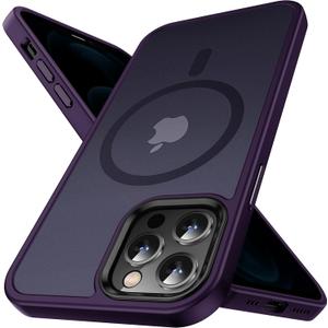 Magnetic for iPhone 12 Case/iPhone 12 Pro Case, [Military Grade Drop Tested] [Compatible with MagSafe] Shockproof Translucent Soft Slim Thin Protective Case for iPhone 12/12 Pro, Deep Purple