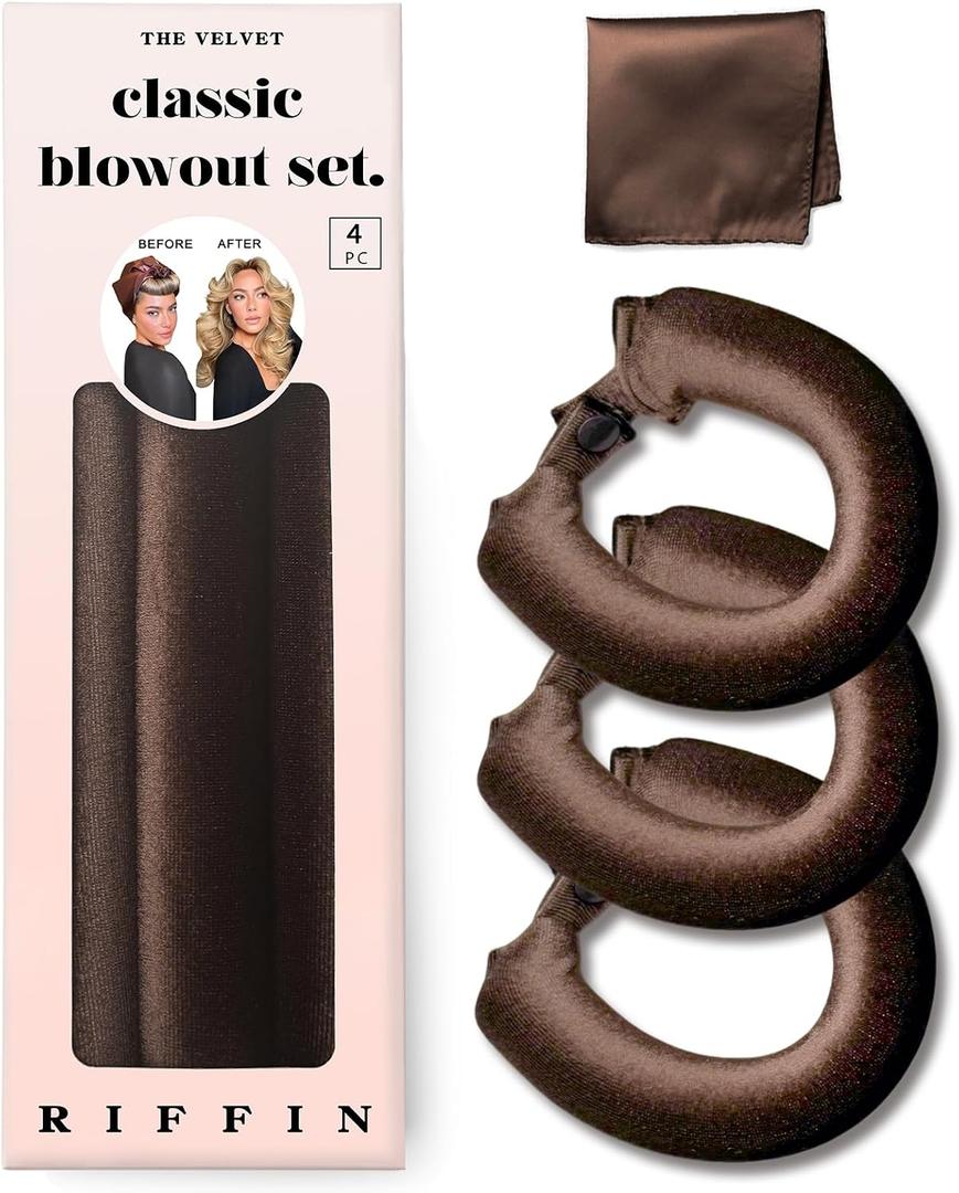 Classic Heatless Curls Overnight Rods No Heat Hair Curlers Curling Iron Jumbo Flexi Rods Large Foam Hair Rollers for Long Short Hair to Sleep in with Satin Scarf Styling Tools Brown