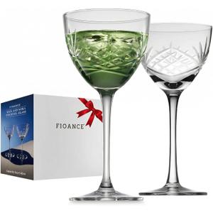 Nick and Nora Cocktail Glass,Vintage Handcrafted Designs Set of 2 - (5oz Lead-Free Crystal Martini & Coupe Glass Set),Unique for Manhattan, Martini, Housewarming, Christimas & Holiday Gifts