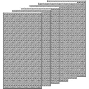 EKIND 6 PCS Classic 5" x 10" Building Baseplates, Compatible with Major Brands Toy Bricks, Encourage Logic & Creativity Through Play, Ideal STEM Activities for Children (Gray)