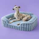 LE SURE Cute Dog Bed Medium Size Dog, Orthopedic Waterproof Medium Pet Beds with Sides, High Back Non-Slip Bottom and Egg-Crate Foam Pet Couch Sofa with Washable Removable Cover, Blue (28.0"L x 23.0"W x 6.5"Th)