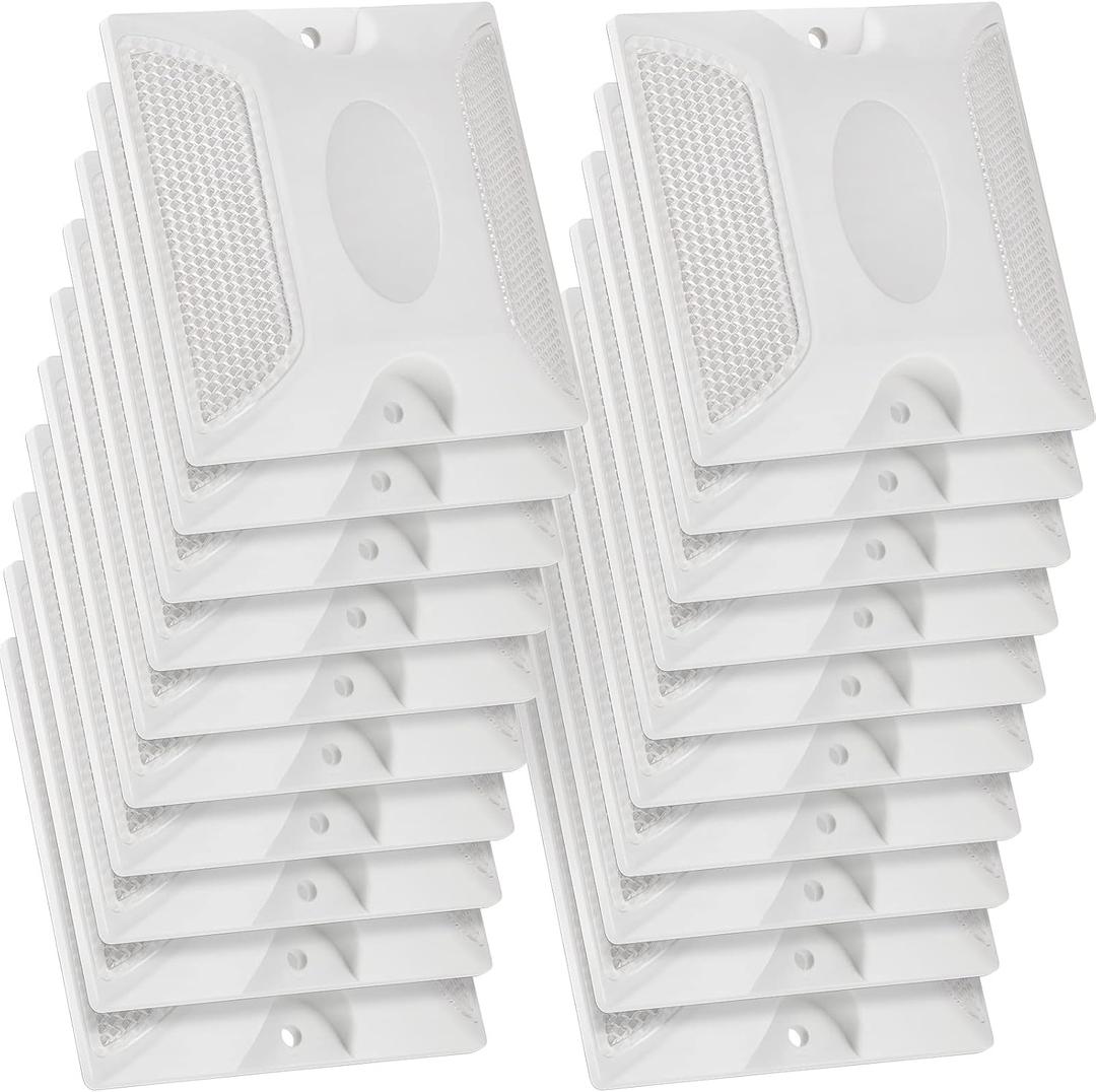 Dunzy 30 Pcs Road Reflectors 4 by 4 Inch Street Pavement & Asphalt Stud Markers Reflective Driveway Markers Driveway Reflectors Stud Markers for Sidewalks Pedestrian Crossings Freeways (White)