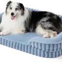 LE SURE Cute Dog Beds for Extra Large Dogs, Orthopedic Waterproof XL Pet Bed with Sides, High Back Non-Slip and Egg-Crate Foam Big Dog Couch Sofa with Washable Removable Cover, Blue