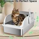 Stainless Steel Cat Litter Box with Lid, XL Extra Large High Sided Litter Box for Big Cats, Odor Free Open Top Litter Pan Easy Cleaning Anti-Urine Leakage Non-Stick, Includes Scoop, Light Grey
