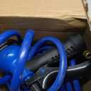 Therwen 25 ft Heavy Duty EVA Recoil Garden Hose Curly Water Hose with 8 Pattern Spray Nozzle and Brass Connectors for Garden Watering Cars Washing(Blue)