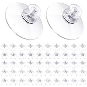 Zopeal 50 Pcs Adhesive Suction Cups Bulk with Screws Nut Plastic Sucker Pad 40 mm Clear PVC Sucker Pad Strong Adhesive Suction Hook Holder for Window Car Glass Shade Cloth Glass Bathroom Wall Door