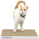 Cat Scratcher, Heavy Duty Scratch Pad, Durable Corrugated Cardboard Scratching Board for Indoor Cats, Double-Sided Usability, Recyclable, with Catnip (Medium-White-Flat)