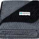 PetAmi Waterproof Dog Blanket, Leakproof XL Pet Blanket for Large Dogs, Furniture Sofa Couch Cover Protector, Fleece Cat Throw Bed Crate Kennel, Reversible Washable Soft Plush, Twin 60x80 Black Gray