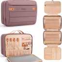 Women's Hanging Toiletry Bag, Waterproof Travel Cosmetic Organizer with Jewelry Storage, Large Capacity Makeup Case for Full-Size Skincare & Bathroom Essentials, Portable Cosmetic kit, Dark Purple