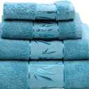 Set of 4 Luxury Super Soft Towels  Premium Viscose Derived from Bamboo & Turkish Cotton for The Ultimate Bath Experience (Petrol)