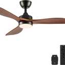VONLUCE Ceiling Fans with Lights, 42 Inch Ceiling Fan and Remote, 6-Speeds Noiseless Reversible DC Motor, 3CCT, Wood Ceiling Fan for Outdoor Indoor Farmhouse Patios, Black