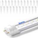 Barrina T8 LED Bulbs 4 Foot Type B, 24W, 3200LM, 6000K Bright Light, G13, Double End Powered, Ballast Bypass, 4FT LED Replacement, T8 T10 T12 LED Replacement, Clear Cover, 25 Packs