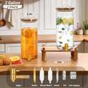 2 Pack 2 Gallon Large Drink Dispenser with Wooden Stand, Glass Beverage Dispenser with Stainless Steel Spigot, Water Drink Dispensers for Lemonade, Juice, Cocktails, Tea, and Party Drinks