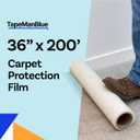 TapeManBlue Carpet Protection Film 36" x 200' roll, Self Adhesive Plastic Carpet Protector Film with Clean Removal & Easy Unwind, Durable Protection Tape to Shield Your Surface from Dirt and Spills