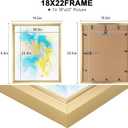 GULETHUN 18x22 Picture Frame, Gold Poster Frame, Home Decor Natural Gallery Frames, Horizontal or Vertical Format, Sturdy, Plexiglass, Large Wall Decor, for Photos, Artworks, Posters