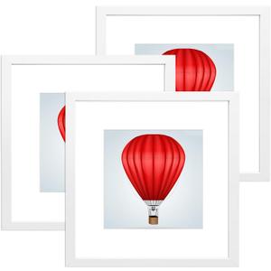 DABLUE 20x20 Inch Frame 3 Pack Square 20 by 20 Picture Frames Display Pictures 16x16 with Mat or 20x20 without Mat, Solid Wood White Photo Frames for Wall