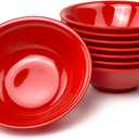 6-inch Melamine Bowls for Cereal Salad Rice Soup Dessert Snack Candy Ice-Cream Pudding Fruit Plastic Bowl.(8 PCS) Red