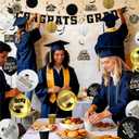 Black and Gold Graduation Party Supplies Kit - Grad Decor Set with Congrats Grad Banner, Class of 2026 Hanging Swirls, Graduation Balloons & Honeycomb Balls - for High School & College Celebrations