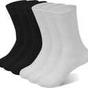 Crew Socks for Women & Man Casual Breathable LightWeight Athletic Calf Socks for running Size 5-13 (Large-X-Large, 016 Black,black,black,white,white,white)