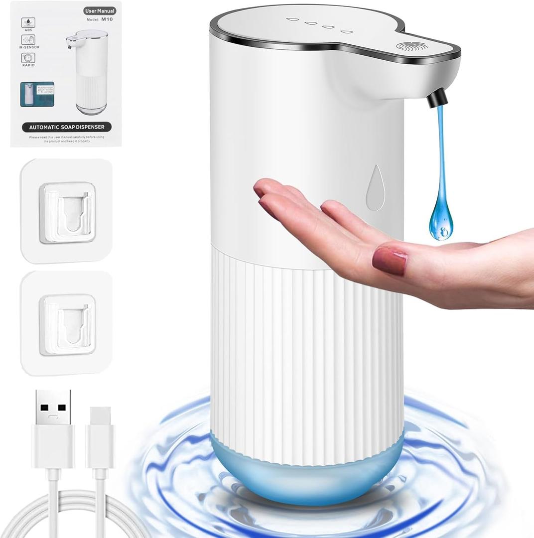 Automatic Liquid Soap Dispenser, Wall Mount Touchless Rechargeable Hand Soap Dispenser, 11.8oz and 4 Gear Adjustable for Bathroom Kitchen Office