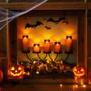 Homemory Gray Flickering Flameless Candles, Battery Operated Acrylic LED Pillar Candles with Remote Control and Timer, Halloween Decor, Set of 5