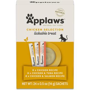 Applaws Lickable Cat Treats, Natural Grain-Free Pure, Made with Limited and Natural Ingredients, No Artificial Additives, Chicken Squeeze Up Cat Treats (24 x 0.5 oz Sachets)