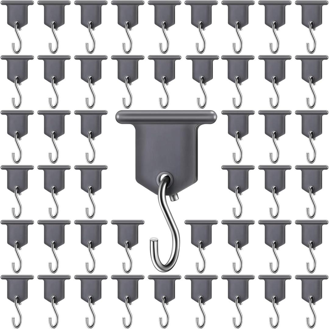 24 Pairs Rv Awning Hooks for Lights Camping Awning Accessory Hangers S Shaped Hooks Set Rv Party Light Hangers for Christmas Party Camping Tent Indoor and Outdoor Supplies (Grey and Silver)