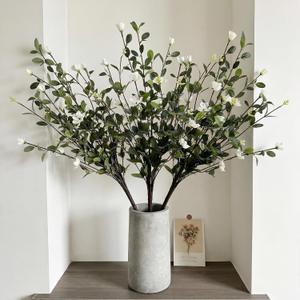 Giegxin 32 Inch Spring Artificial Blossom Branches Fake Spring Cream Blossom Branch 3 Pcs Faux Wild Petunia Flower Stems Bush Long Branches for Vase Floral Arrangement Wedding Party Decoration