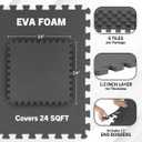 Stalwart Foam Mat Floor Tiles, Interlocking EVA Foam Padding Soft Flooring for Exercising, Yoga, Camping, Kids, Babies, Playroom – 6 Pack, Gray, 24" X 24" X 0.5"