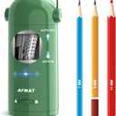 AFMAT Electric Pencil Sharpener, Fully Automatic Pencil Sharpener for Classroom, Robot Sharpeners for 7-11.5mm No.2/Jumbo/Colored Pencils, Auto in & Out, Rechargeable & Cordess, Hands-Free, PSX5,Green