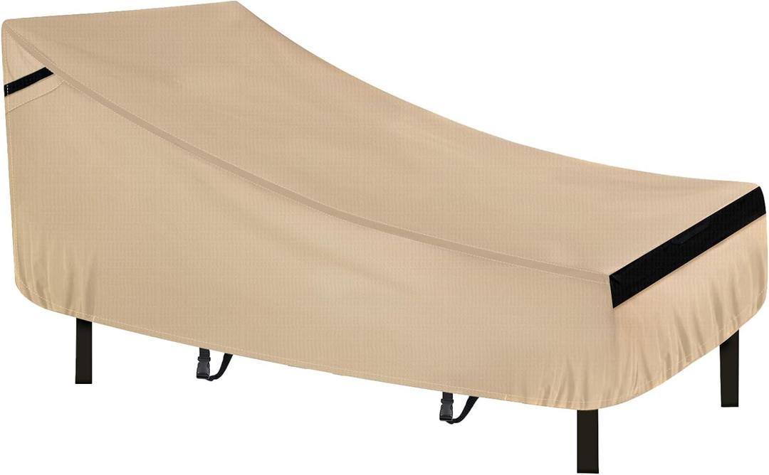 NEVERLAND Patio Chaise Lounge Cover - 420D Lounge Chair Covers Waterproof Outdoor with Air Vent and Adjuatable Buckles All Weather Protection - 84L x 32W x 30H inch Golden