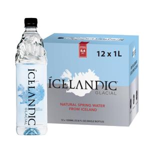 Icelandic Glacial Natural Spring Alkaline Water, 33.81 Fl Oz (Pack of 12), 405.6 Fl Oz (EXP 04/27/28)