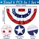 6 Pack 1.5 X 3 FT American Bunting Flag 4th of July Decorations, USA Pleated Fan Flag Memorial Day Patriotic Half Fan Banner 100% Polyester Fourth July Independence Day Outdoor Indoor Decor