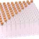 MaxMau 100 Sets of 20ml Glass Bottles with Cork Stopper,Small Clear Jars Tiny Glass Vials for Wedding Favors Seed Powder Sequin Storing Art Crafts Display Party Member Gift