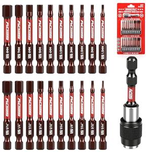 21-Piece 2.5" Hex Head Allen Wrench Drill Bit Set, 1/4" Hex Screwdriver Bits Set with Durable Magnetic Impact Bit Holder, SAE & Metric Allen Key, S2 Steel, Mechanic Home Repair