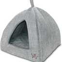 Best Pet Supplies Cat Bed for Indoor Cat, Domed Tent House with Removable Pillow, Covered Cat Cave for Small Dog, Puppies and All Breeds of Cats - Gray Linen, 16 x 16 x H:14"