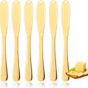 JASHII 6-pieces Stainless Steel Spreader Knife, Shiny Peanut Butter Knives Butter Knife Spatulas Spreader and Curler for Spreads Butter Cheese and Condiments - Gold