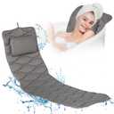 OMYSTYLE Full Body Bath Pillow, Bath Pillows for tub with Mesh Washing Bag & 21 Non-Slip Suction Cups, Spa Bathtub for Head Neck Shoulder and Back Support - 5D Air Mesh & Quick Drying | Gray (50x16 Inch (Pack of 1))