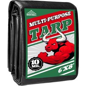 6x8 ft Heavy Duty Tarp 10mil UV Reinforced Grommets Green&Black