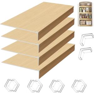 4Pcs Wire Rack Cover,24x12x2in for Wire Shelf Cover,Removable Closet Shelf Liner,Universal Fit for Kitchen,Bathroom,Pantry Shelving Wood Color