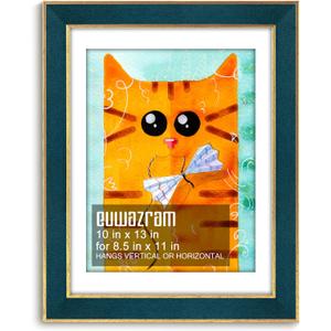 Suede 10x13 Frame - Single Frame, Christmas Elegant Navy 10 x 13 Poster Frame with Mat for 8.5x11, 10x13 Picture Frames for Artwork, Puzzles, Photos and Movie Posters