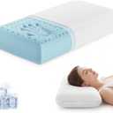 Sweetcrispy Back and Side Sleeper Support, White Gel Cooling Memory Foam Pillows for Sleeping, Bed Pillows for Adults with Breathable Mesh and Washable Cover 1 Pack