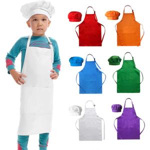 6 Pack Adjustable Kids Apron and Chef Hat for Cooking Baking Painting Art, Kids Apron for Girl Boy with 2 Pockets (Medium, Multi)