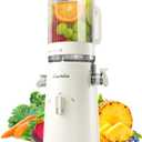 Cold Press Juicer, Zasmira Juicer Machines with Large Feeding Chute, Powerful Slow Juicer with Pulp Seperation, 99.6% Juice Purity, Easy to Clean, White