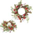 Christmas Wreath Candle Holders Decor for Christmas Table Candlestick Living Room Decoration (Green)